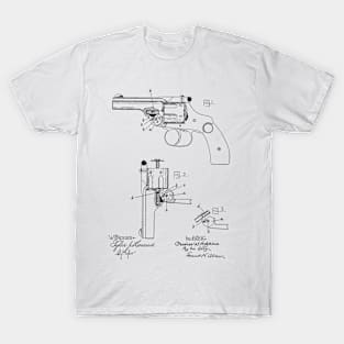 Revolving Firearm Vintage Patent Hand Drawing T-Shirt